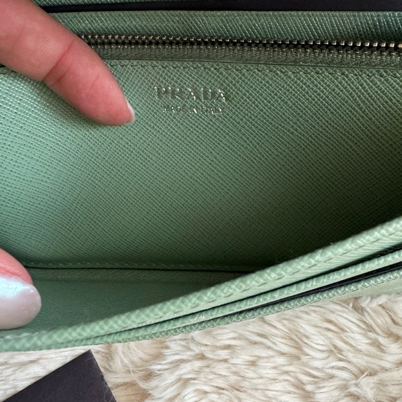 Prada large saffiano leather wallet in teal/aqua - Picture 12 of 13